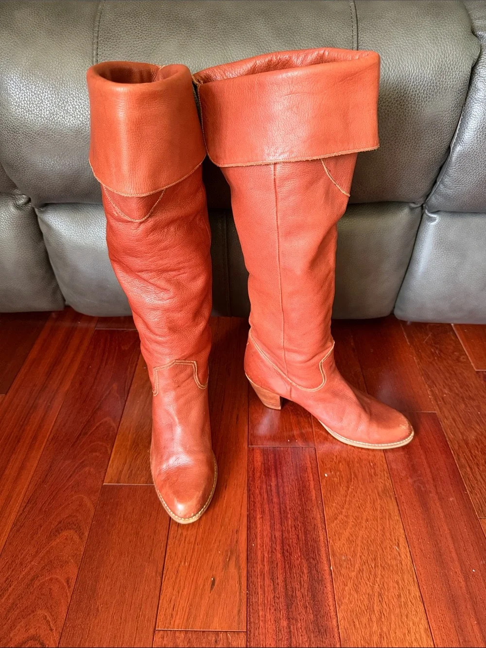 The Wild Pair Leather Riding Boots Over the Knee Cuff Cowgirl Western Bohemian
